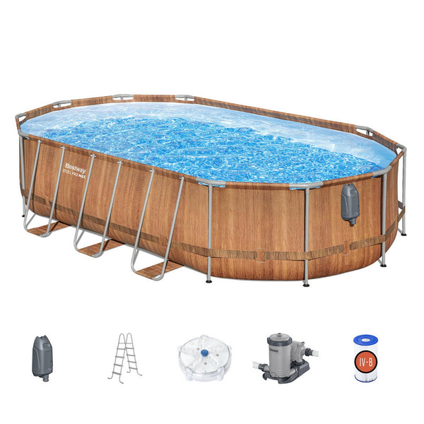 Bestway Swimming Pool Steel Frame Luxury Pool & SPA Massage Set 6.1x3.66x1.22m Awezingly