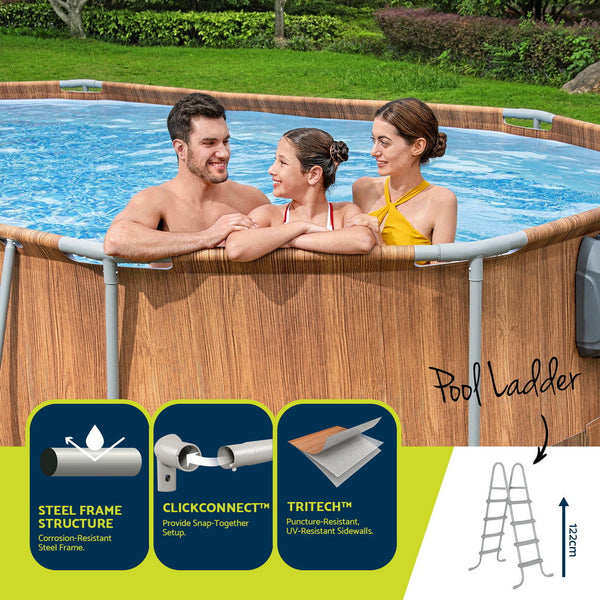 Bestway Swimming Pool Steel Frame Luxury Pool & SPA Massage Set 6.1x3.66x1.22m Awezingly
