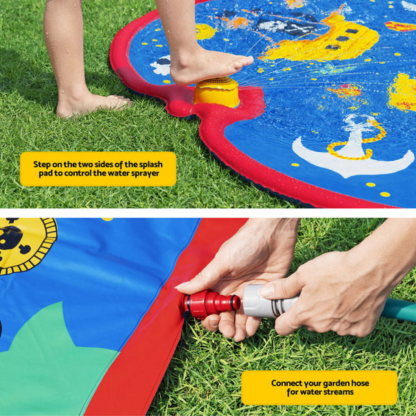 Bestway Kids Splash Pad Pool Sprinkler Spray Play Mat Water Fun Toys 170cm x140cm Awezingly
