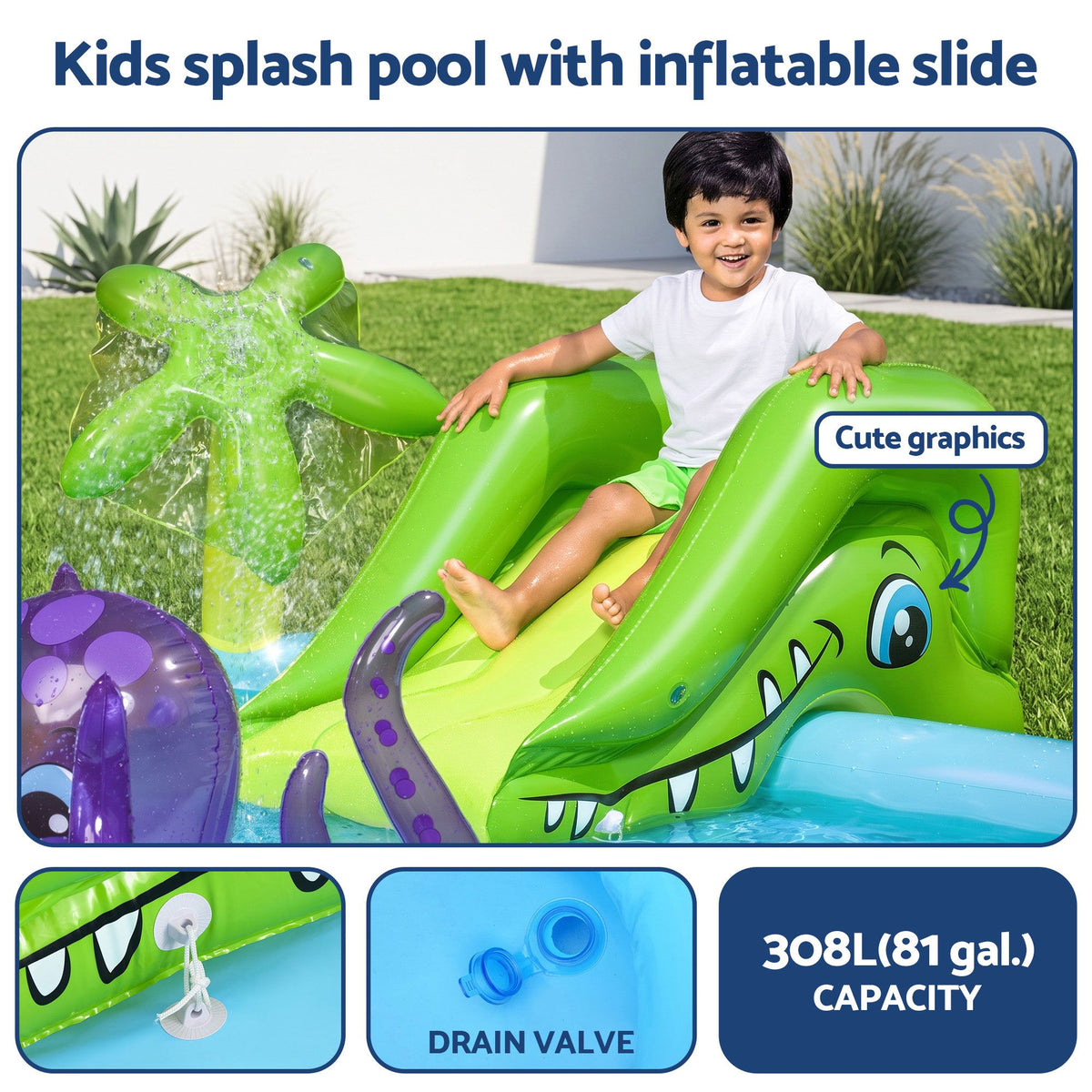 Bestway Kids Pool 239x206x86cm Inflatable Above Ground Play Pools 308L Awezingly