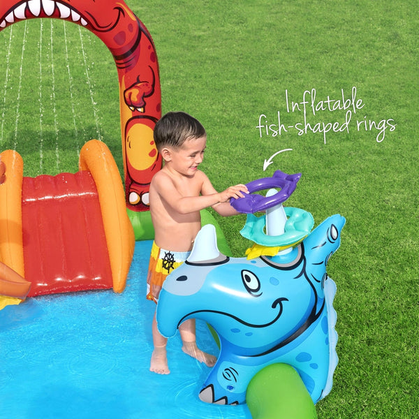 Bestway Kids Inflatable Play Splash Pool with Slide Ball Tossing Toys 242x140cm Bestway