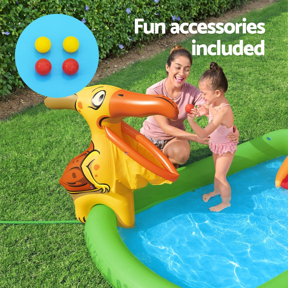 Bestway Kids Inflatable Play Splash Pool with Slide Ball Tossing Toys 242x140cm Bestway