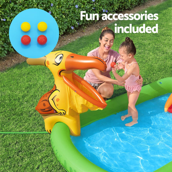 Bestway Kids Inflatable Play Splash Pool with Slide Ball Tossing Toys 242x140cm Bestway
