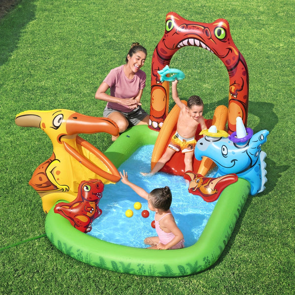 Bestway Kids Inflatable Play Splash Pool with Slide Ball Tossing Toys 242x140cm Bestway