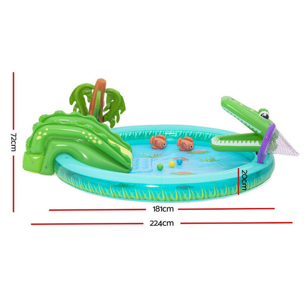 Bestway Kids Inflatable Splash Play Pool with Slide Ball Crocodile Fishing Net Awezingly