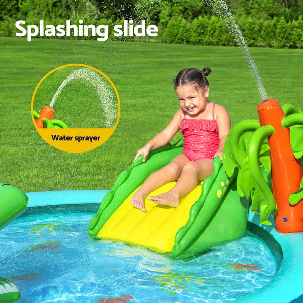 Bestway Kids Inflatable Splash Play Pool with Slide Ball Crocodile Fishing Net Awezingly