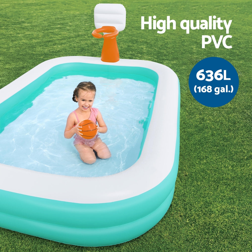 Bestway Kids Inflatable Pool Above Ground Play Pools Basketball Hoop 251x168cm Bestway