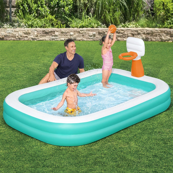 Bestway Kids Inflatable Pool Above Ground Play Pools Basketball Hoop 251x168cm Bestway