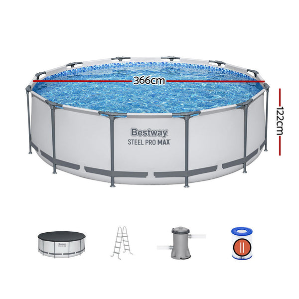 Bestway 366cm Swimming Pool Above Ground Pools Round Filter Pump Cover Ladder Awezingly