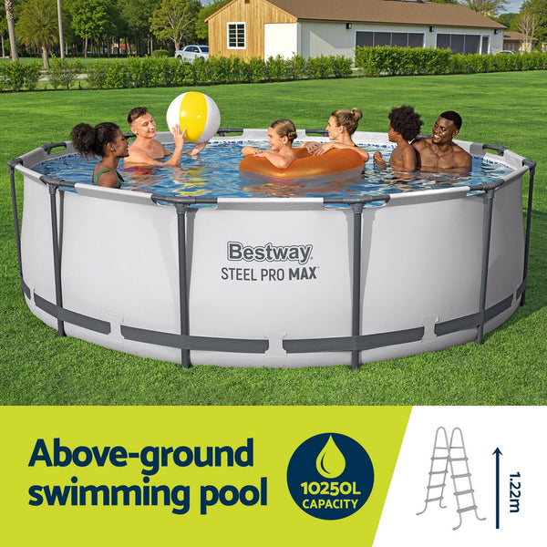 Bestway 366cm Swimming Pool Above Ground Pools Round Filter Pump Cover Ladder Awezingly