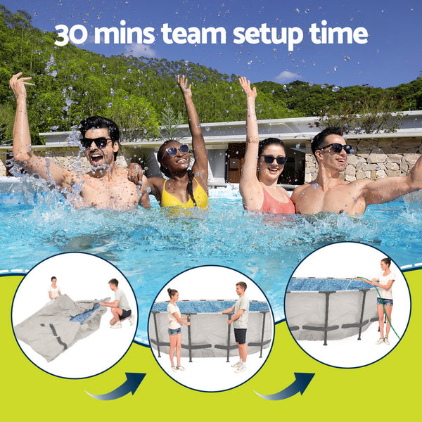 Bestway 366cm Swimming Pool Above Ground Pools Round Filter Pump Cover Ladder Awezingly