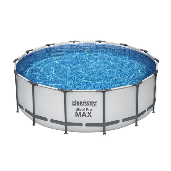 Bestway Swimming Pool 427x427x122cm Steel Frame Above Ground Pools Round Filter Pump Ladder Awezingly
