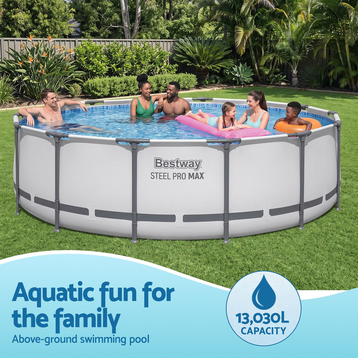 Bestway Swimming Pools 427cm x 107cm Steel Above Ground Round Backyard Pool Set White Awezingly