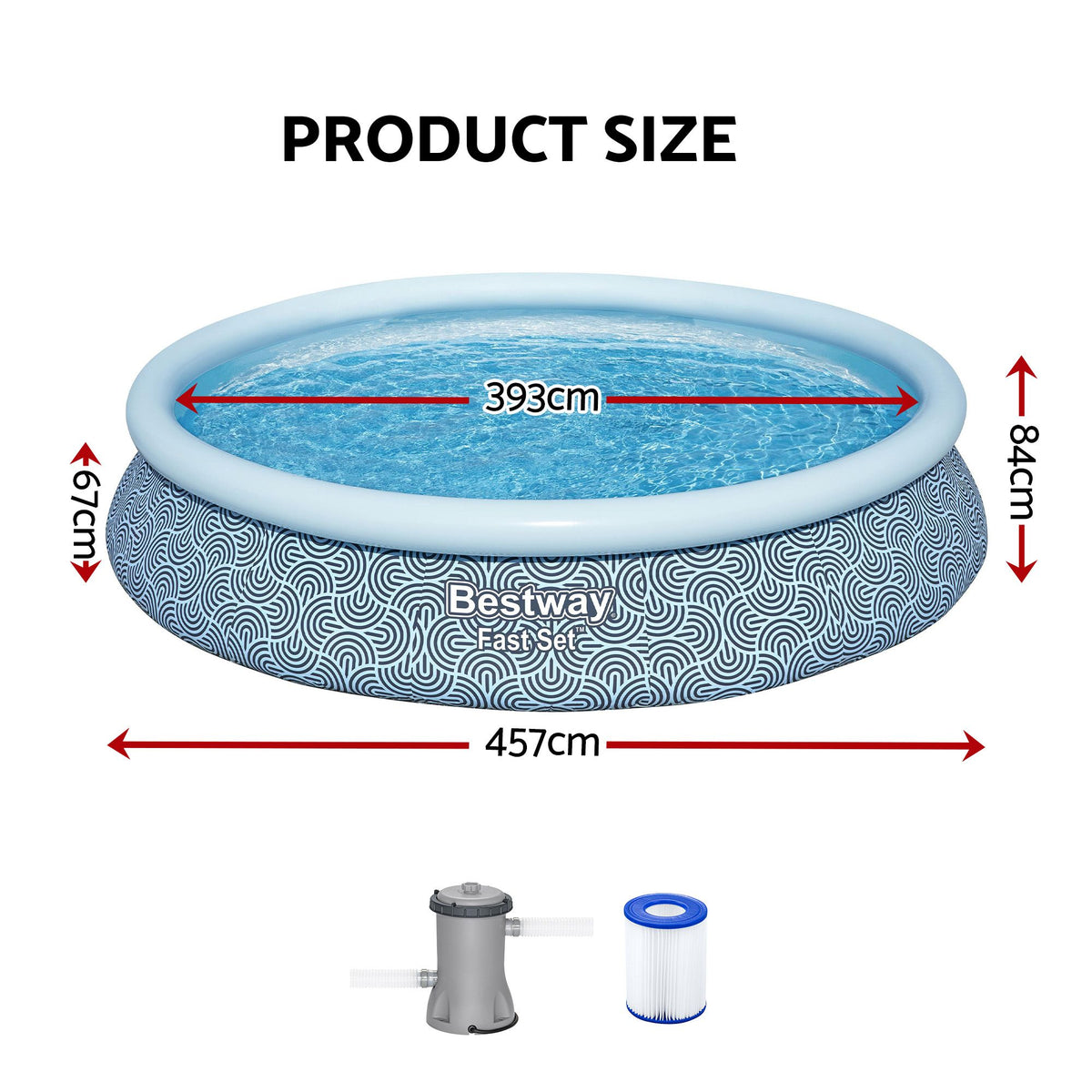 Bestway 457cm Swimming Pool Inflatable Above Ground Round Pools w/ Filter Pump Awezingly