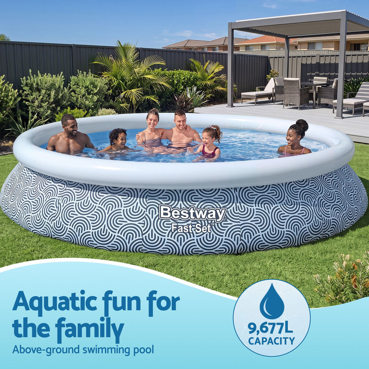 Bestway 457cm Swimming Pool Inflatable Above Ground Round Pools w/ Filter Pump Awezingly