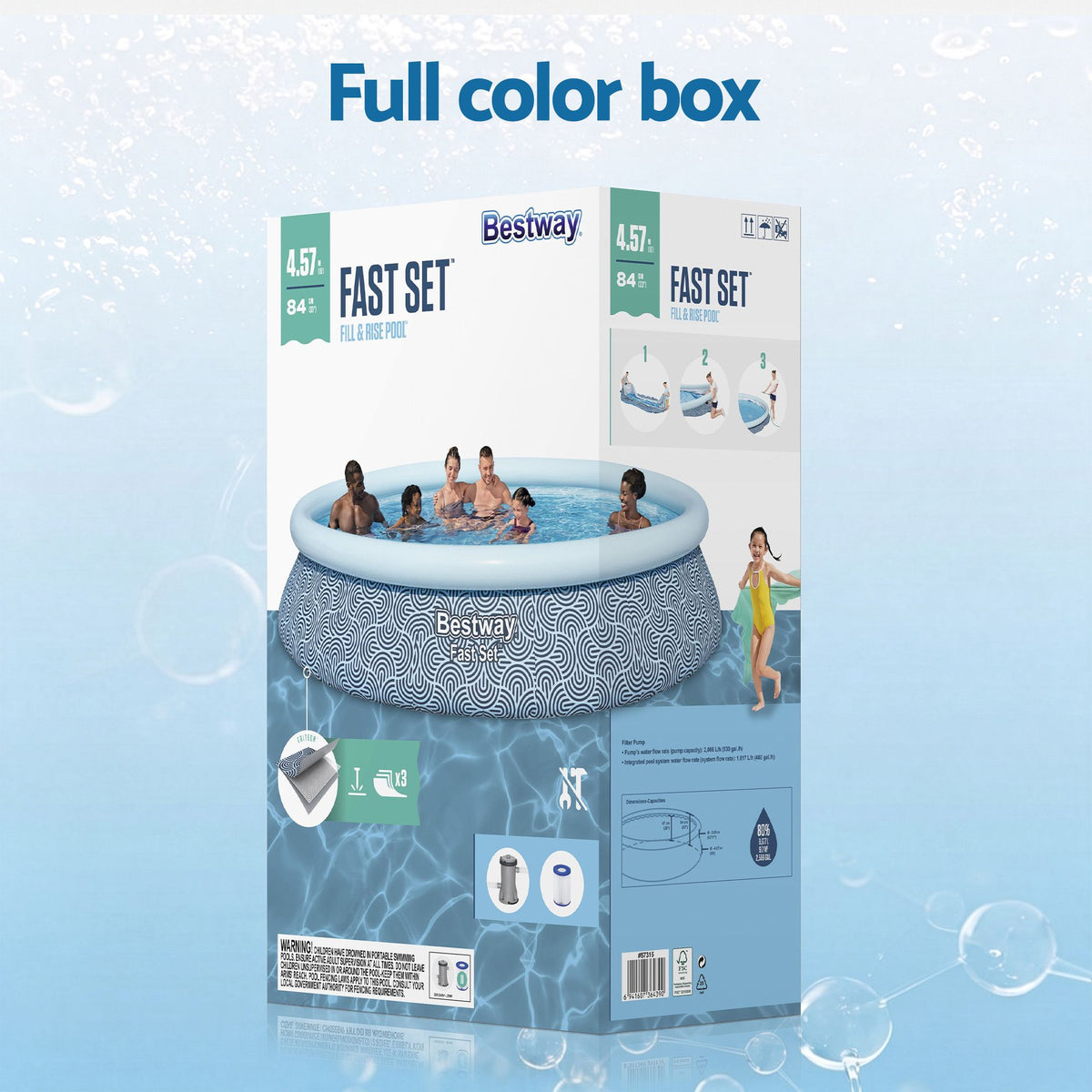 Bestway 457cm Swimming Pool Inflatable Above Ground Round Pools w/ Filter Pump Awezingly