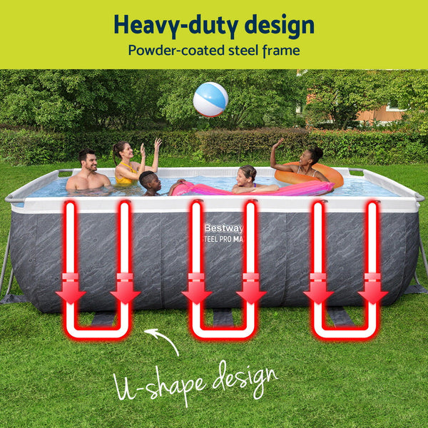 Bestway Swimming Pool 412x201x122cm Steel Frame Pool Set w/Pump Ladder Awezingly