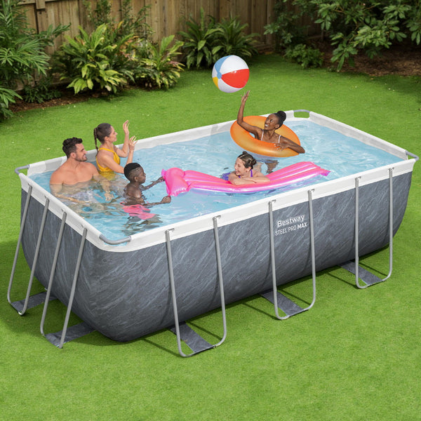 Bestway Swimming Pool 412x201x122cm Steel Frame Pool Set w/Pump Ladder Awezingly