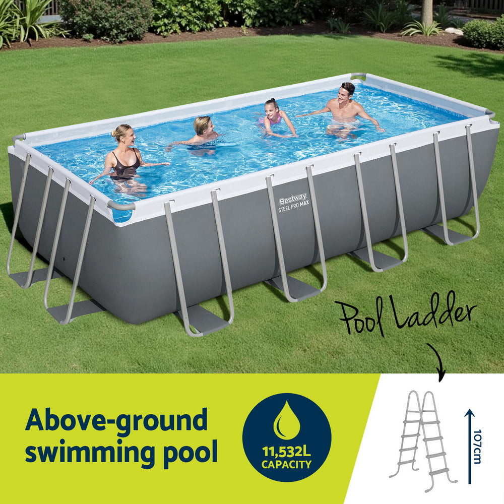 Bestway Swimming Pool Steel Frame Pool Set w/ Filter Pump Ladder Cover 488x244cm Awezingly
