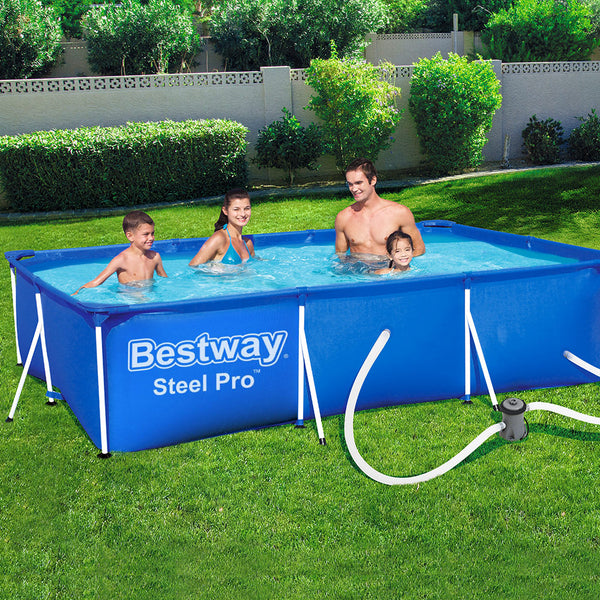 Bestway Swimming Pool 400x211x81cm Steel Frame Above Ground Pools w/ Filter Pump 5700L Awezingly