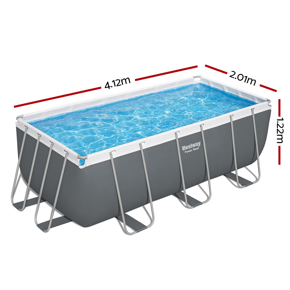 Bestway Swimming Pool 412x201x122cm Steel Frame Above Ground Pools Filter Pump Ladder 8124L Awezingly
