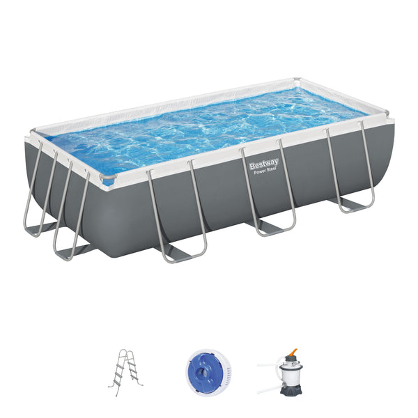 Bestway Swimming Pool 404x201x100cm Steel Frame Above Ground Pools Filter Pump Ladder 6478L Awezingly