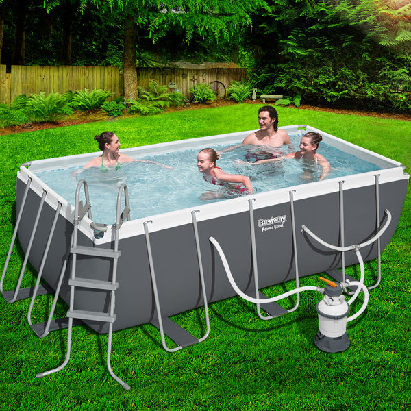 Bestway Swimming Pool 404x201x100cm Steel Frame Above Ground Pools Filter Pump Ladder 6478L Awezingly