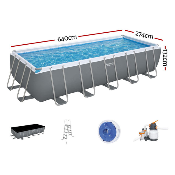 Bestway Swimming Pool 640x274x132cm Steel Frame Above Ground Pools Filter Pump Ladder 19281L Awezingly