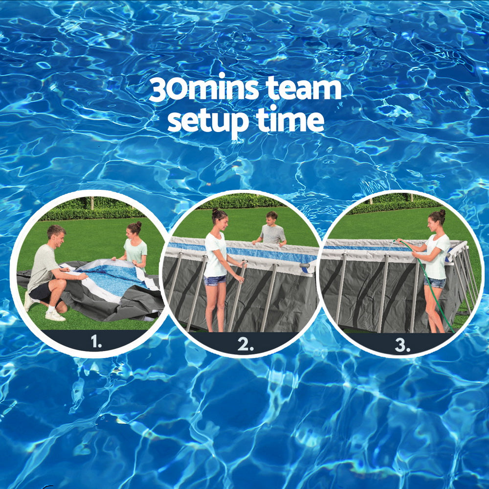 Bestway Swimming Pool 640x274x132cm Steel Frame Above Ground Pools Filter Pump Ladder 19281L Awezingly