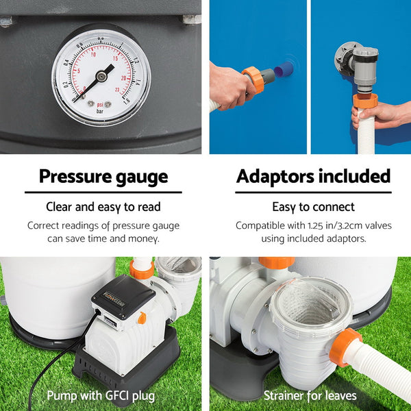 Bestway Pool Pump Sand Filter 2200GPH 8327L/H Pools Flowclear Filters Awezingly