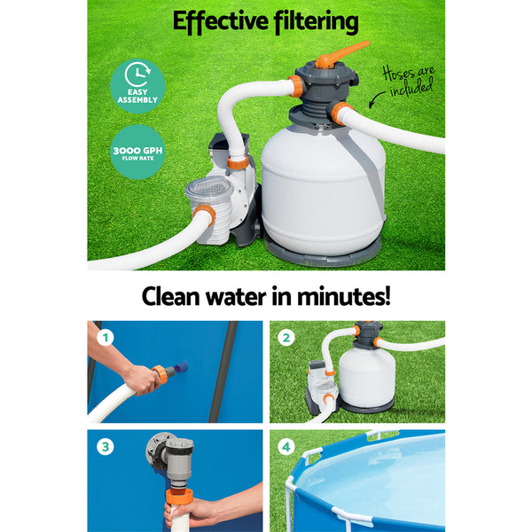 Bestway Pool Pump Sand Filter 3000GPH 11355L/H Pools Flowclear™ Filters Awezingly