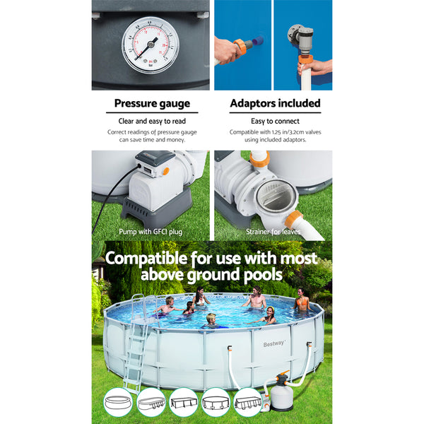 Bestway Pool Pump Sand Filter 3000GPH 11355L/H Pools Flowclear™ Filters Awezingly