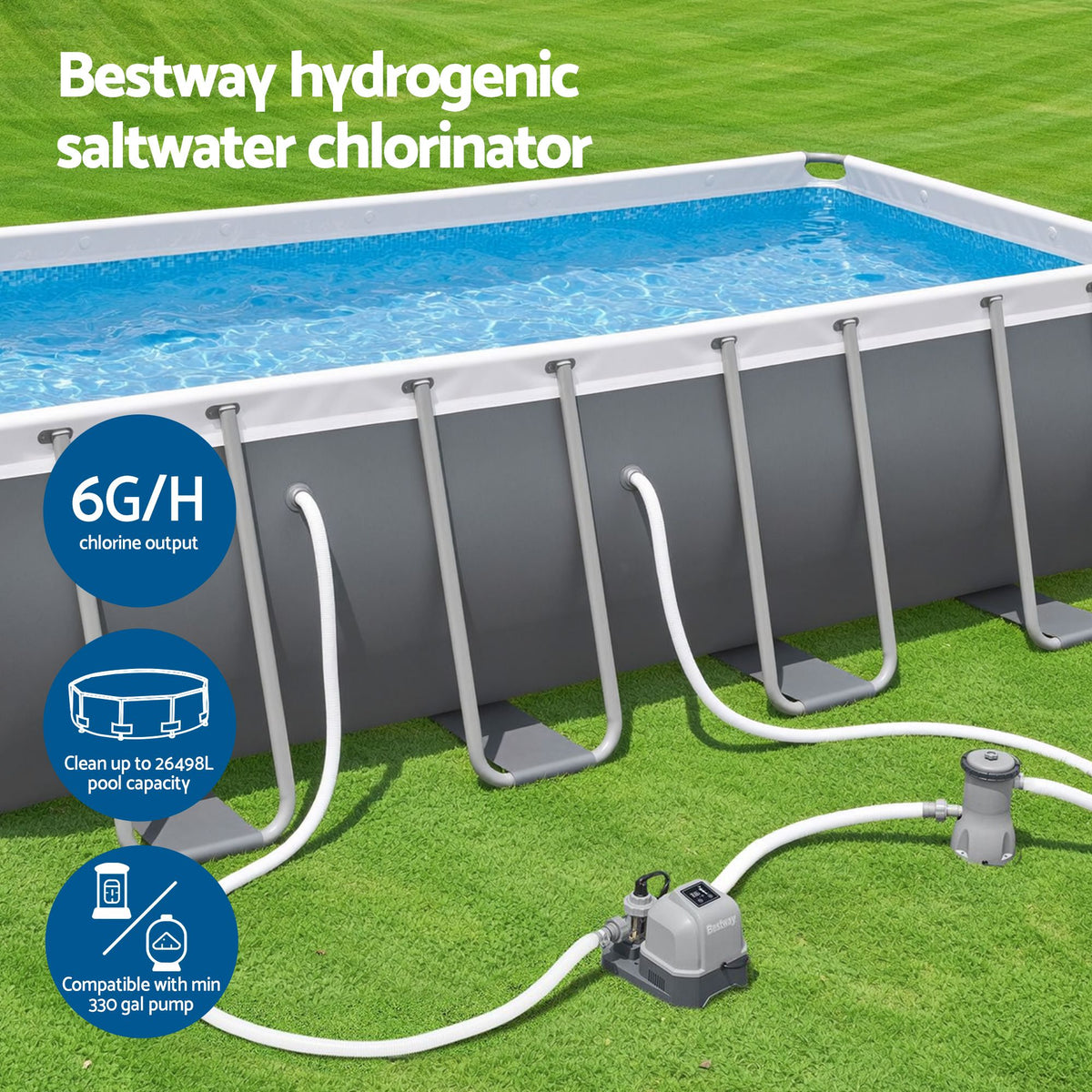 Bestway Hydrogenic 6g/h Saltwater Chlorinator System Pool Chlorine Generator Awezingly