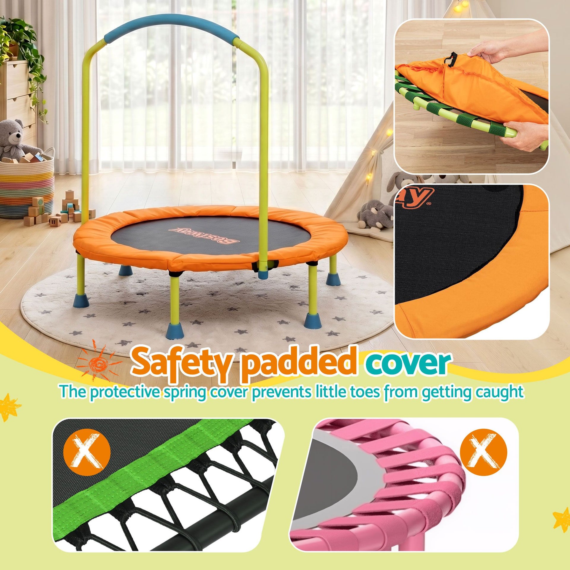 Bestway 36inch Kids Trampoline Foldable Rebounder Fitness for Ages 3+ Orange Awezingly