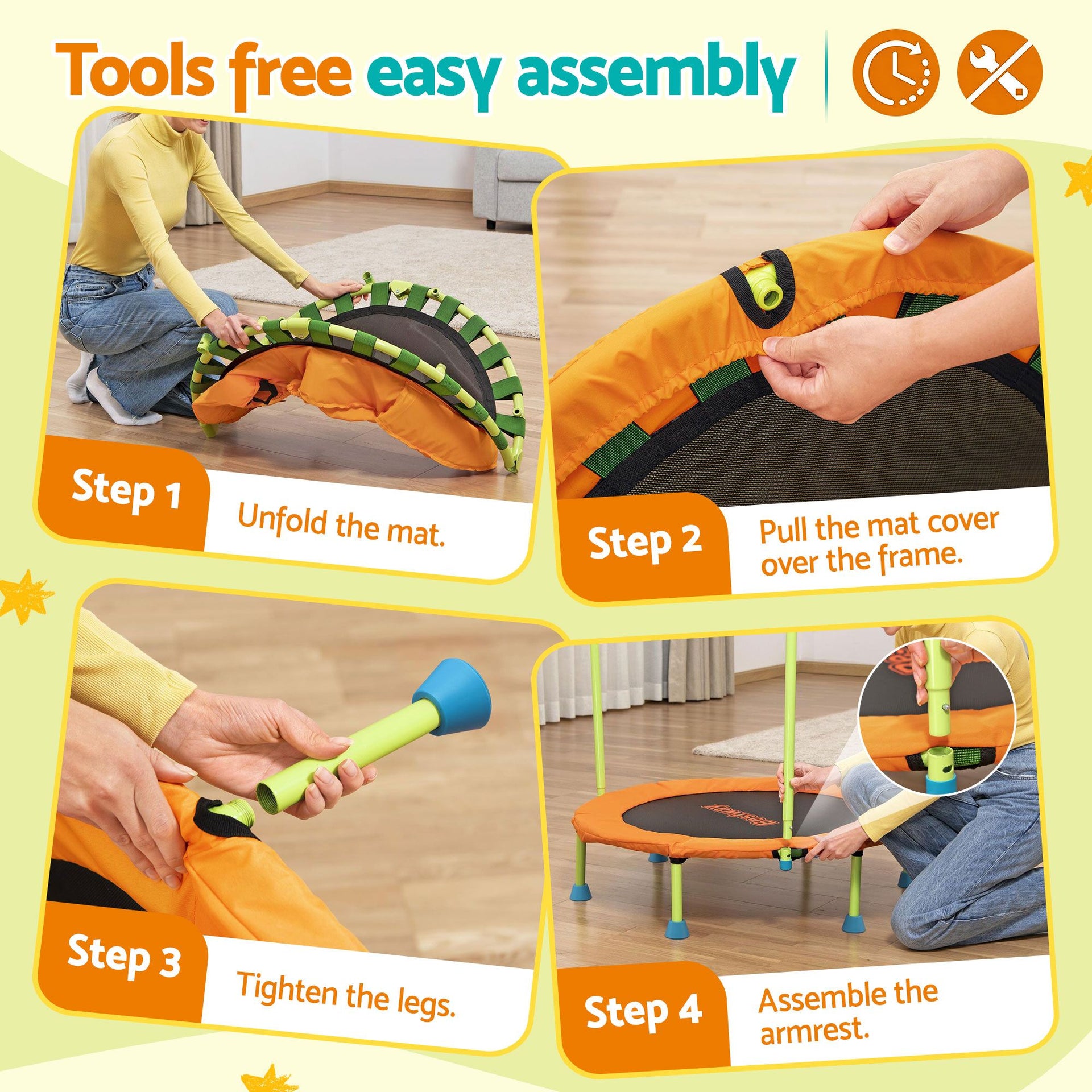 Bestway 36inch Kids Trampoline Foldable Rebounder Fitness for Ages 3+ Orange Awezingly