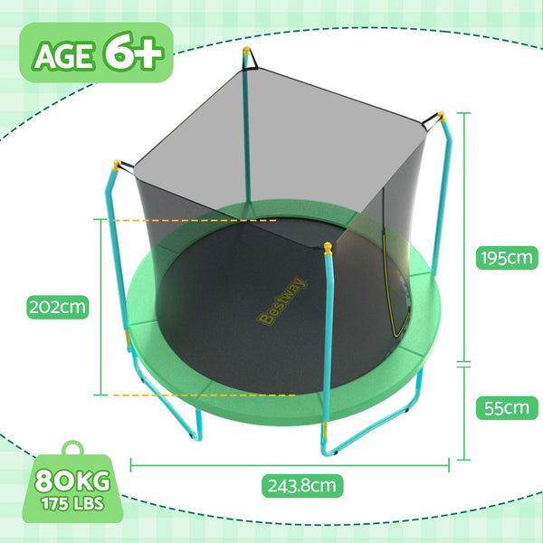 Bestway 8ft Trampoline Kids Rebounder Safety Net Enclosure Outdoor Fitness 2.44m for Ages 6+ Awezingly