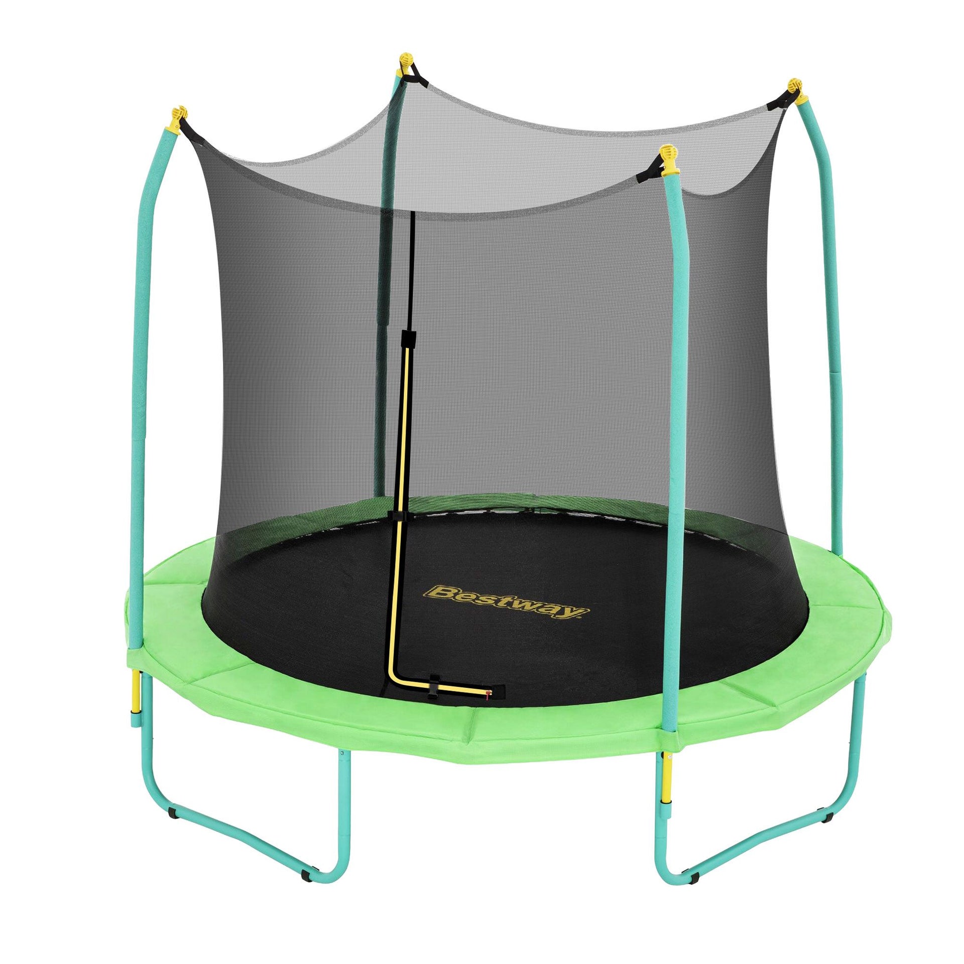 Bestway 8ft Trampoline Kids Rebounder Safety Net Enclosure Outdoor Fitness 2.44m for Ages 6+ Awezingly