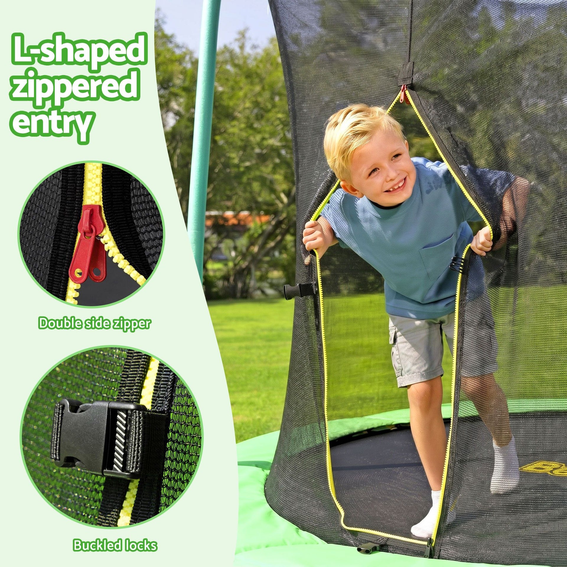 Bestway 8ft Trampoline Kids Rebounder Safety Net Enclosure Outdoor Fitness 2.44m for Ages 6+ Awezingly
