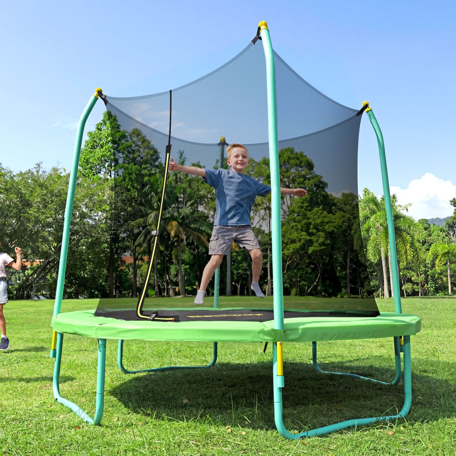 Bestway 8ft Trampoline Kids Rebounder Safety Net Enclosure Outdoor Fitness 2.44m for Ages 6+ Awezingly