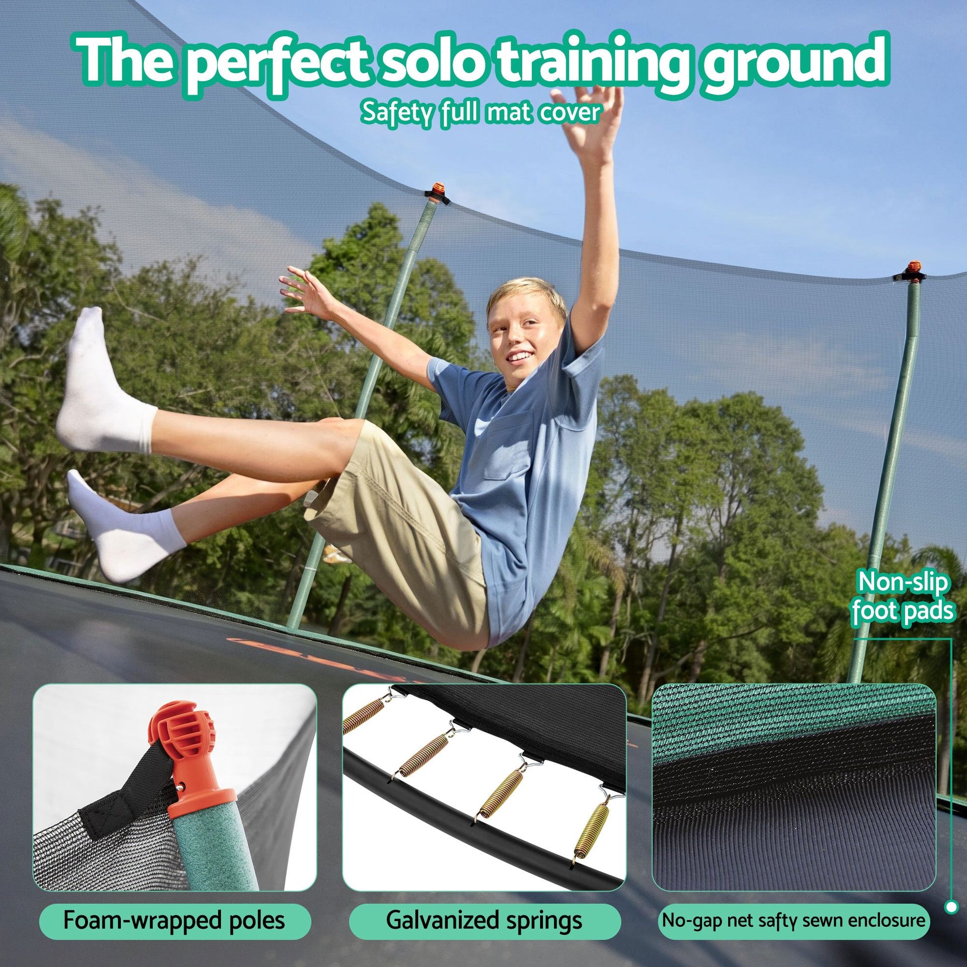 Bestway 14ft Trampoline Kids Rebounder Safety Net Enclosure Outdoor Fitness 4.27m for Ages 6+ Awezingly