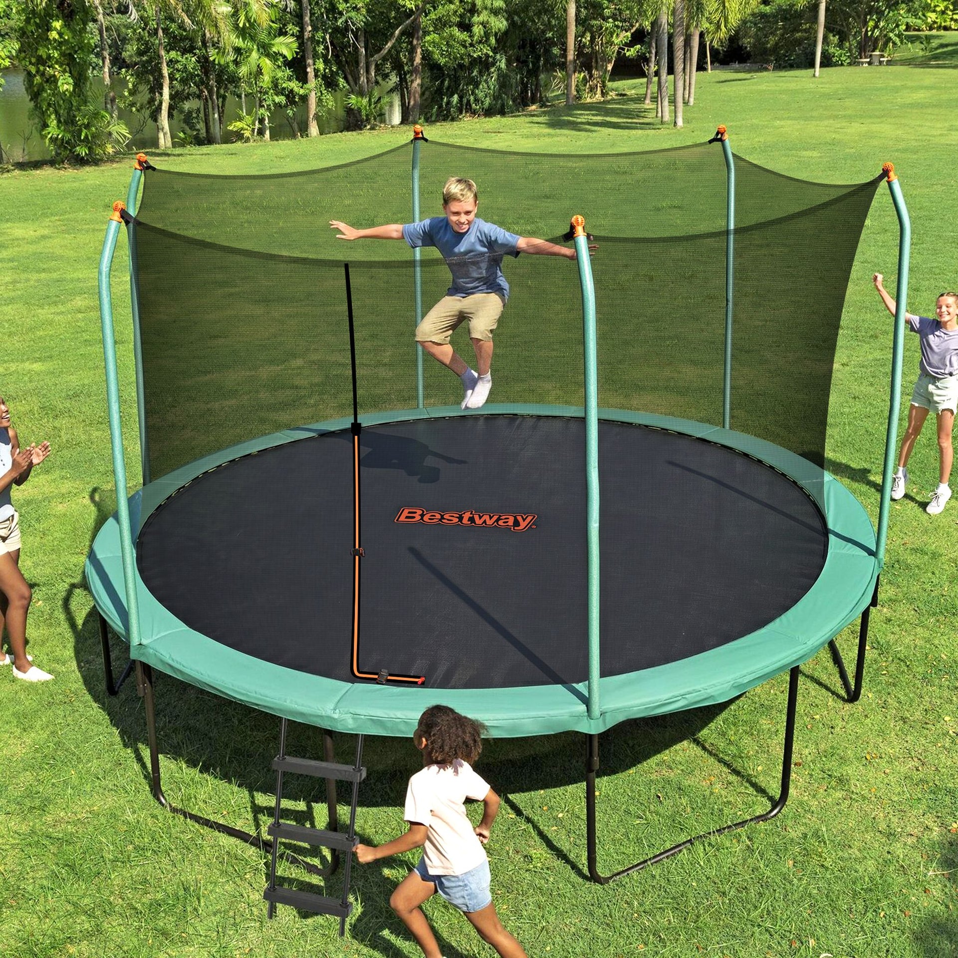 Bestway 14ft Trampoline Kids Rebounder Safety Net Enclosure Outdoor Fitness 4.27m for Ages 6+ Awezingly