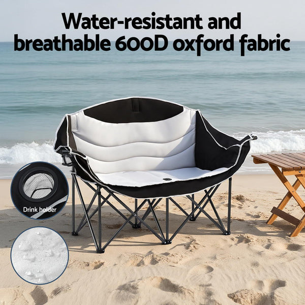 Weisshorn Camping Chair Double Folding Moon Chair Portable Seat 240KG Awezingly