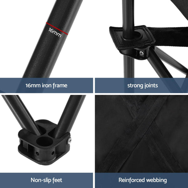 Weisshorn Folding Camping Moon Chair Portable Seat Weight Capacity 120KG Black Awezingly