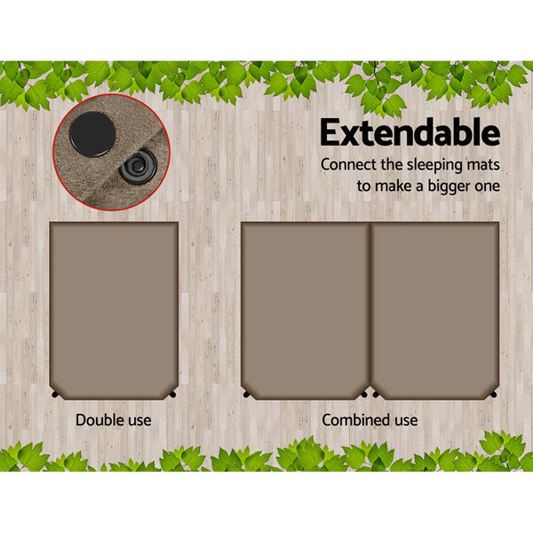 Weisshorn Double Size Self Inflating Mattress Mat 10CM Thick   Coffee Weisshorn