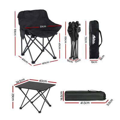 Weisshorn 3pc Camping Table Chair Set Outdoor Folding Aluminium Portable Picnic