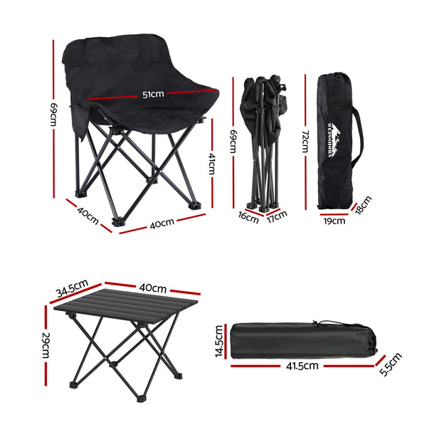 Weisshorn 3pc Camping Table Chair Set Outdoor Folding Aluminium Portable Picnic Awezingly