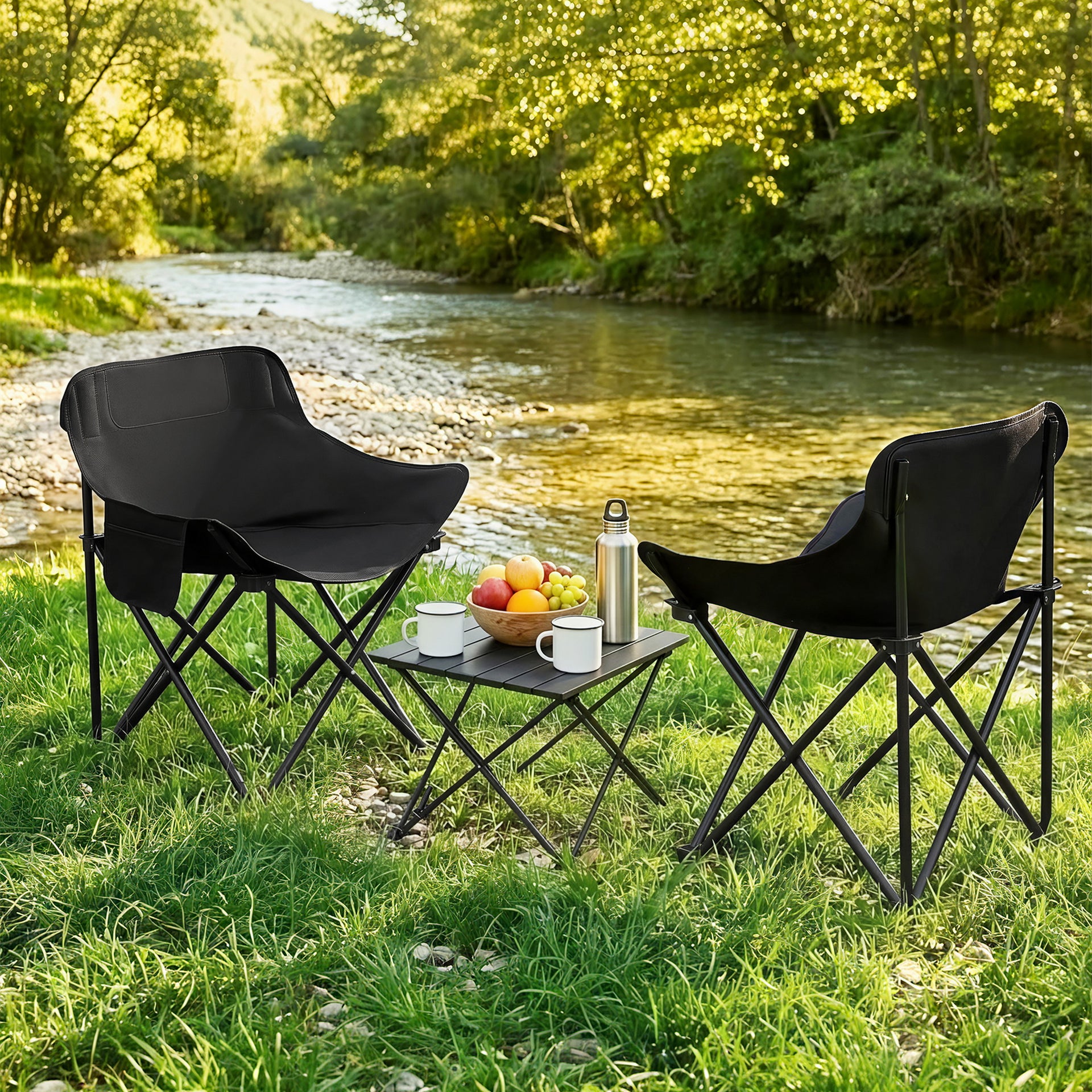 Weisshorn 3pc Camping Table Chair Set Outdoor Folding Aluminium Portable Picnic Awezingly