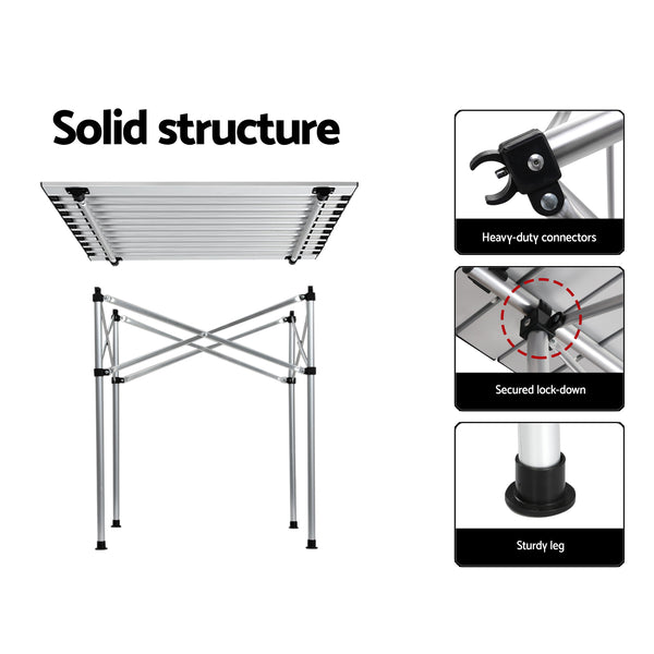 Weisshorn 3pc Camping Table Chair Set Outdoor Folding Aluminium Portable Picnic Awezingly