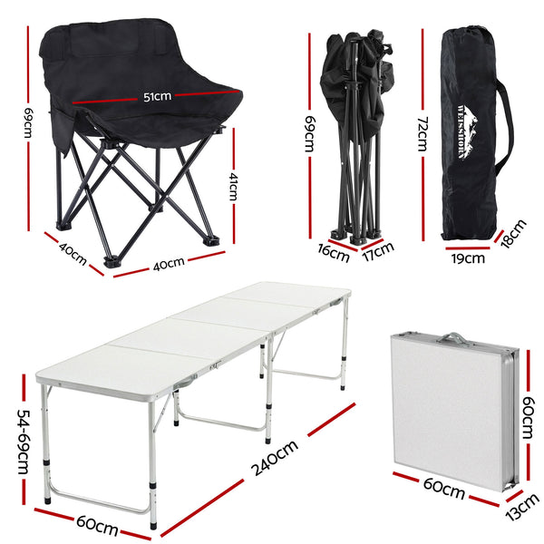 Weisshorn 7pc Camping Table Chair Set Outdoor Folding Aluminium Portable Picnic Awezingly