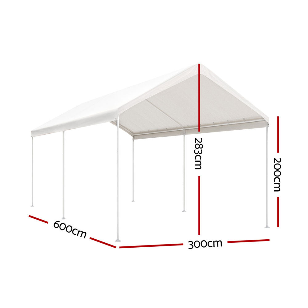 Instahut Carports 3x6m Carport Kits Steel Shelter Gazebo Canopy Garage Portable Garden Shed Instahut